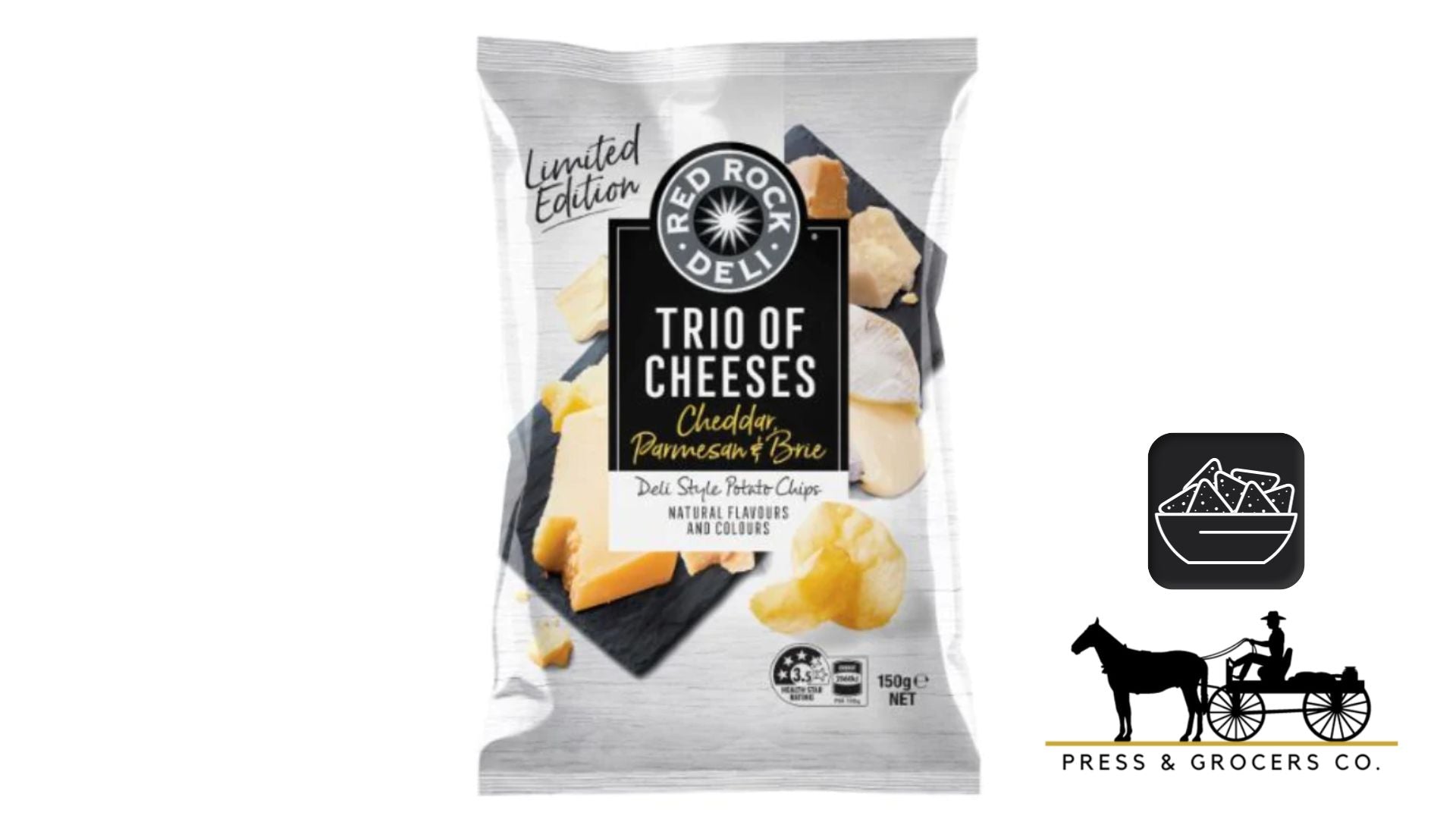 Red Rock Deli Chips Trio Of Cheeses 150g