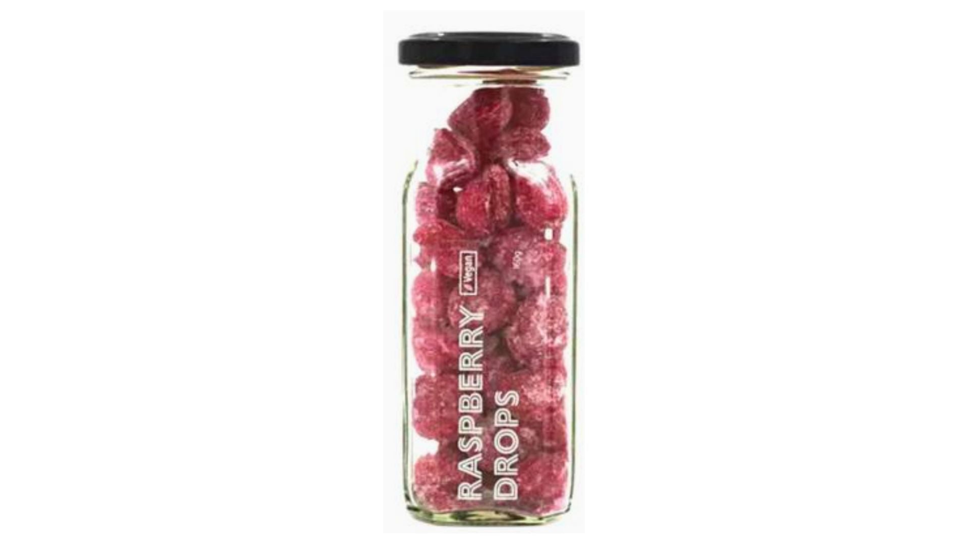 Rock Candy Raspberry Drops Glass Jar 160g