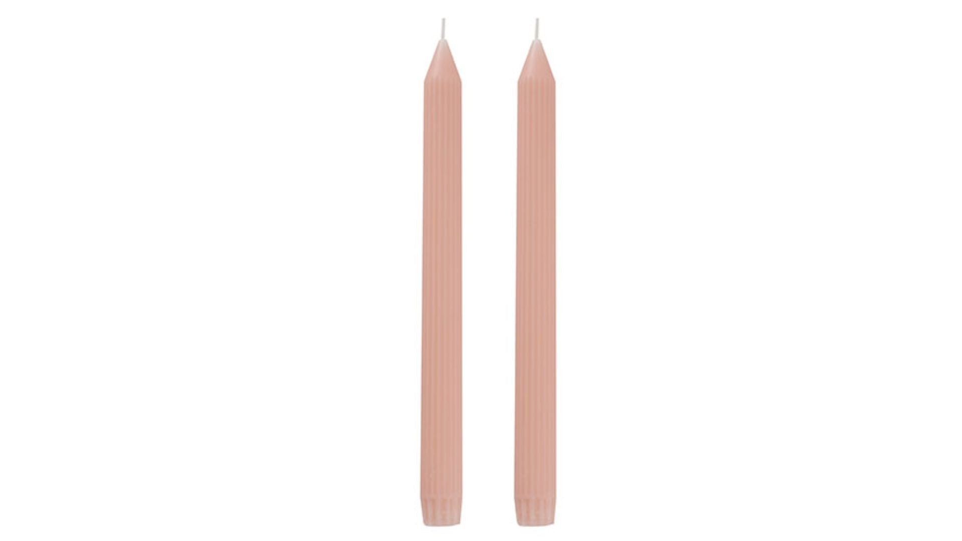Roman Fluted Dinner Soy Candles Pale Pink (2x25cmH) 2pk