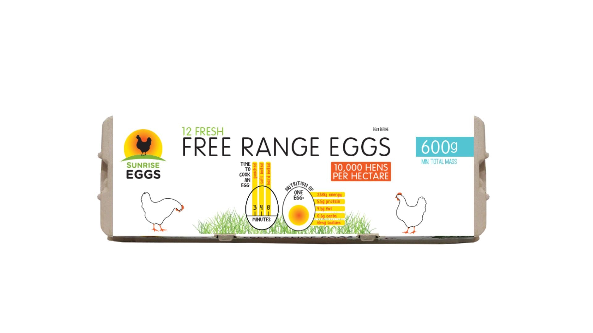 Sunrise Free Range Eggs 12pk 600g