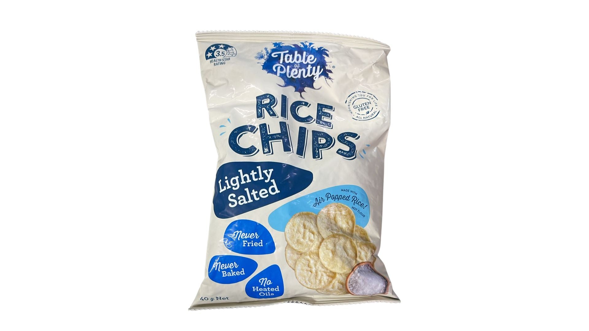Table of Plenty Air Popped Rice Chips Lightly Salted 40g