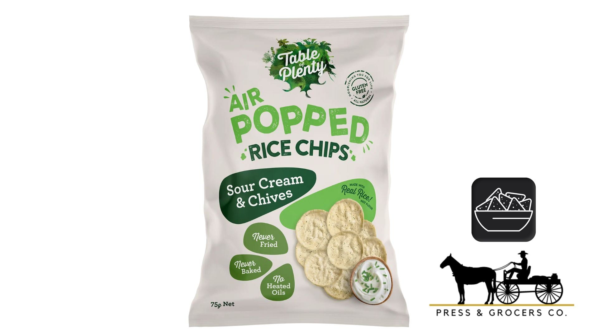 Table of Plenty Air Popped Rice Chips Sour Cream & Chives 75g