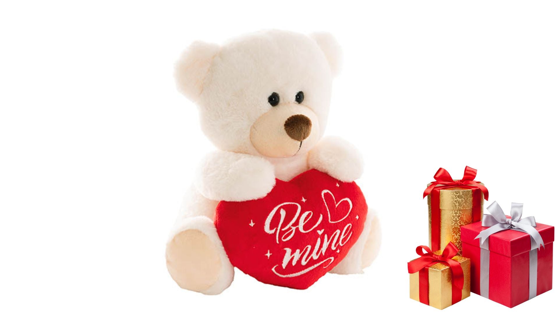 Teddy Bear Chubbs 'Be Mine' Heart Plush Toy Cream (25cmST)