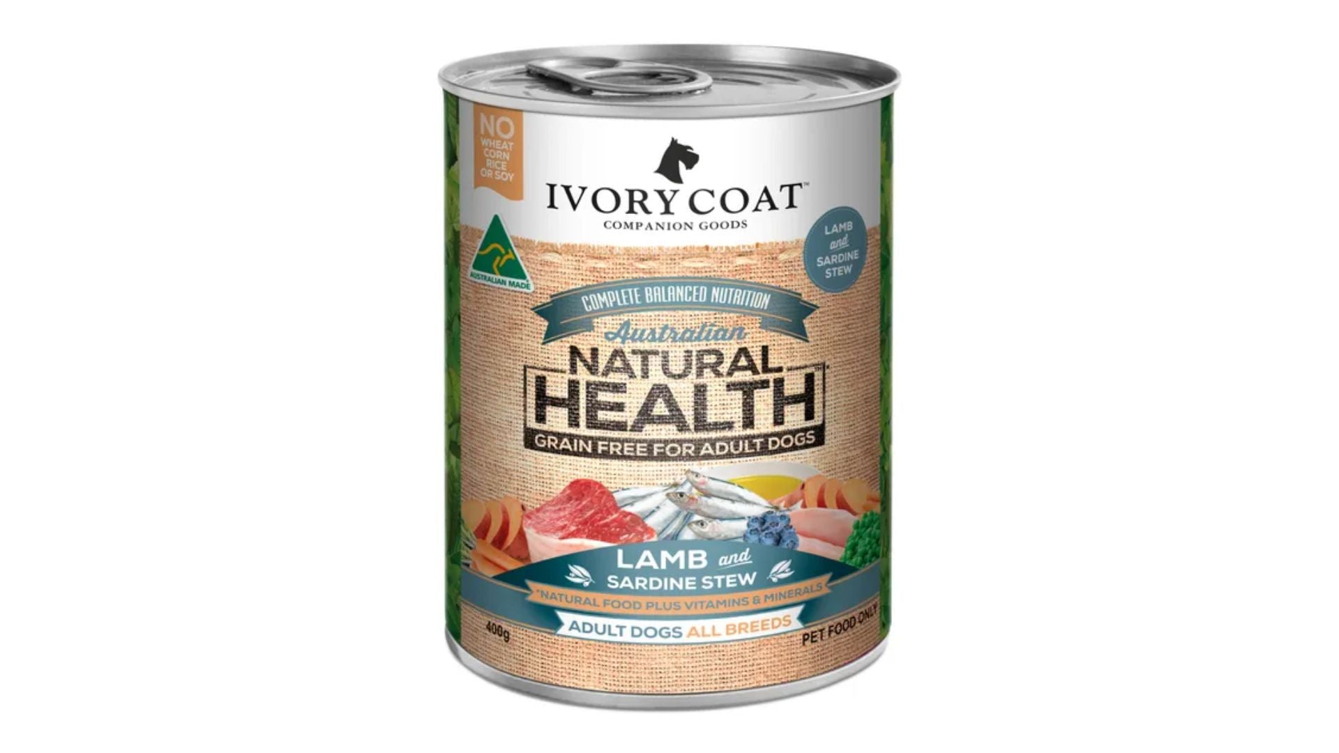 Ivory Coat Adult Dog Grain Free Lamb & Sardine Stew 400g