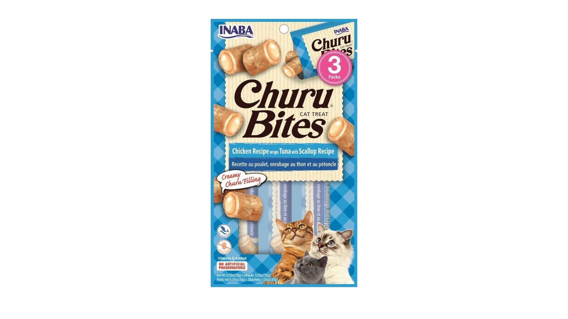 Churu Bites Chicken Recipe Wraps Tuna with Scallop 3Pk