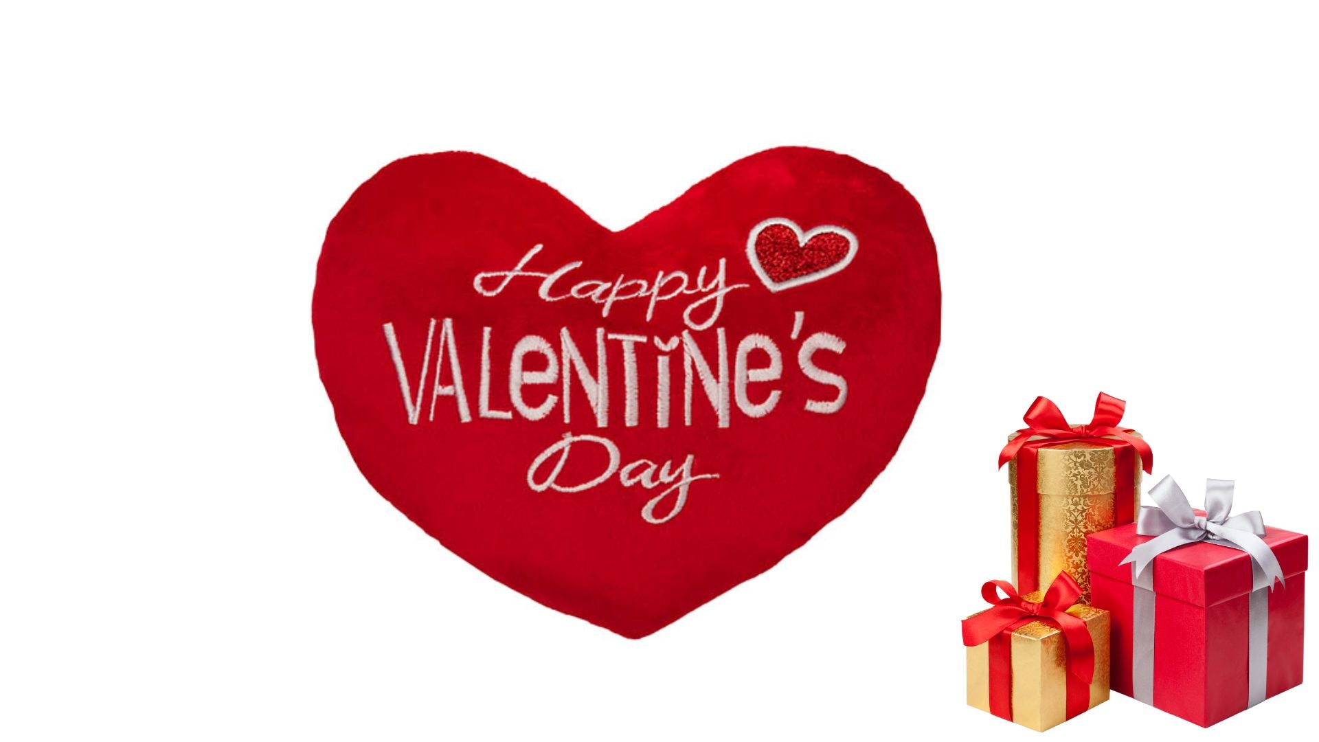 Velvet Plushie 'Happy Valentine's Day' Heart Red (20cmWx18cmH)