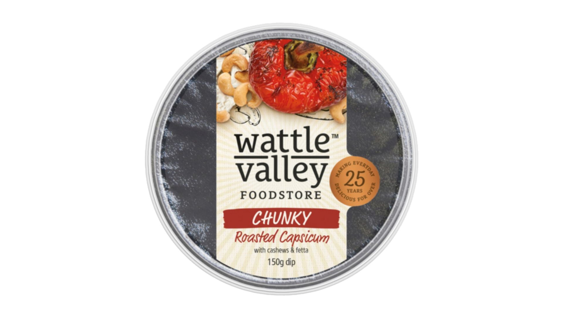 Wattle Valley Chunky Dip Roast Capsicum With Cashew & Fetta 150g