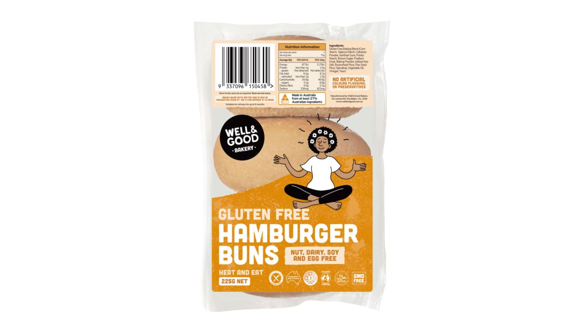 Well & Good Hamburger Buns 3pk 225g