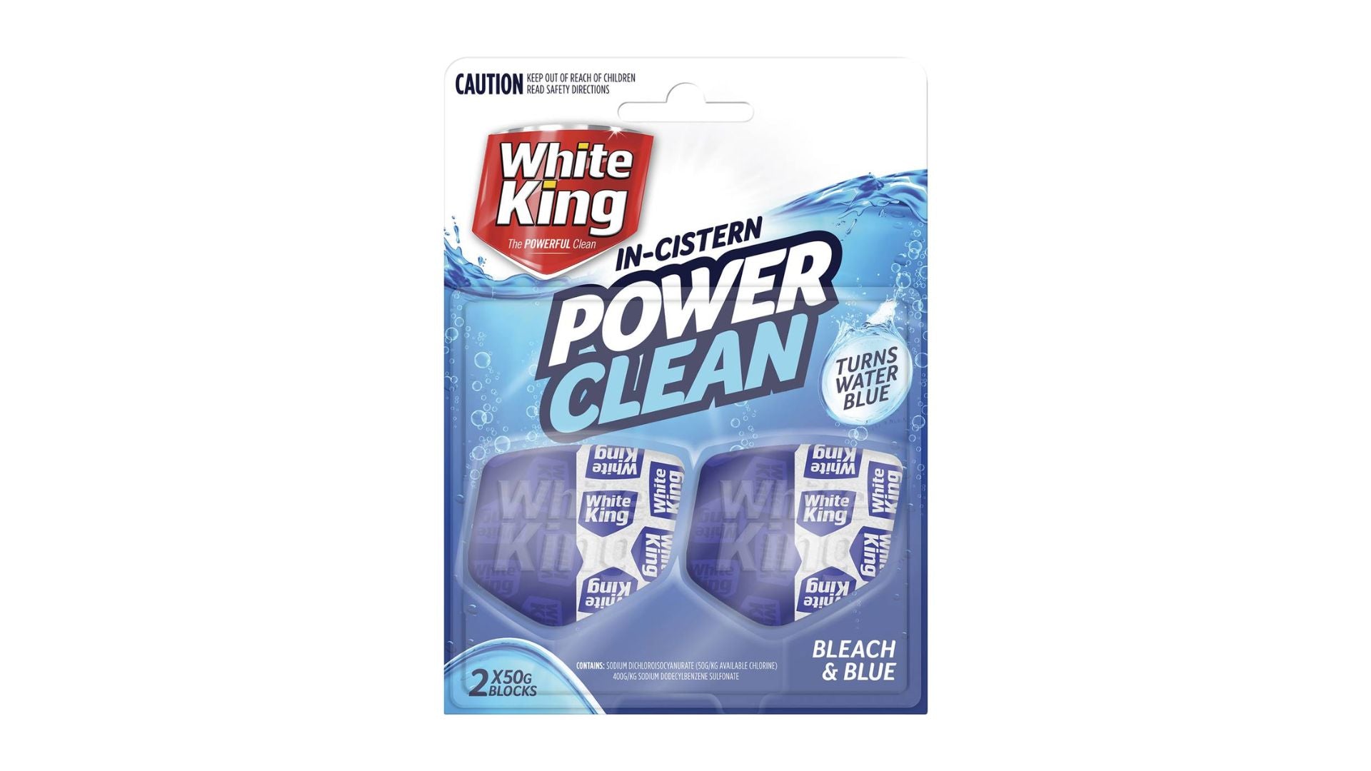 White King In Cistern Power Clean Bleach & Blue 2pk