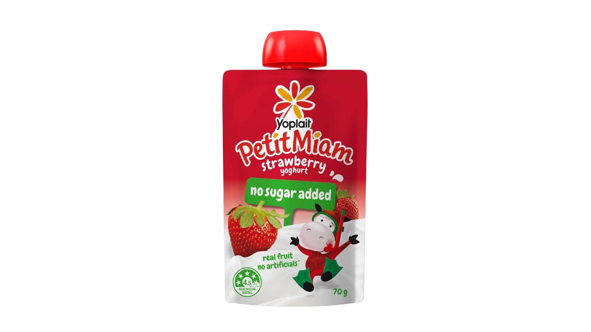 Yoplait Petit Miam Yoghurt Pouch No Sugar Added Strawberry 70g