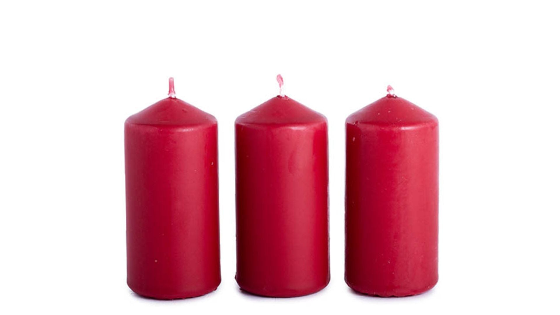 Keri Dome Pillar Candles Maroon 30 Hours (5x10cmH) 3 Pack