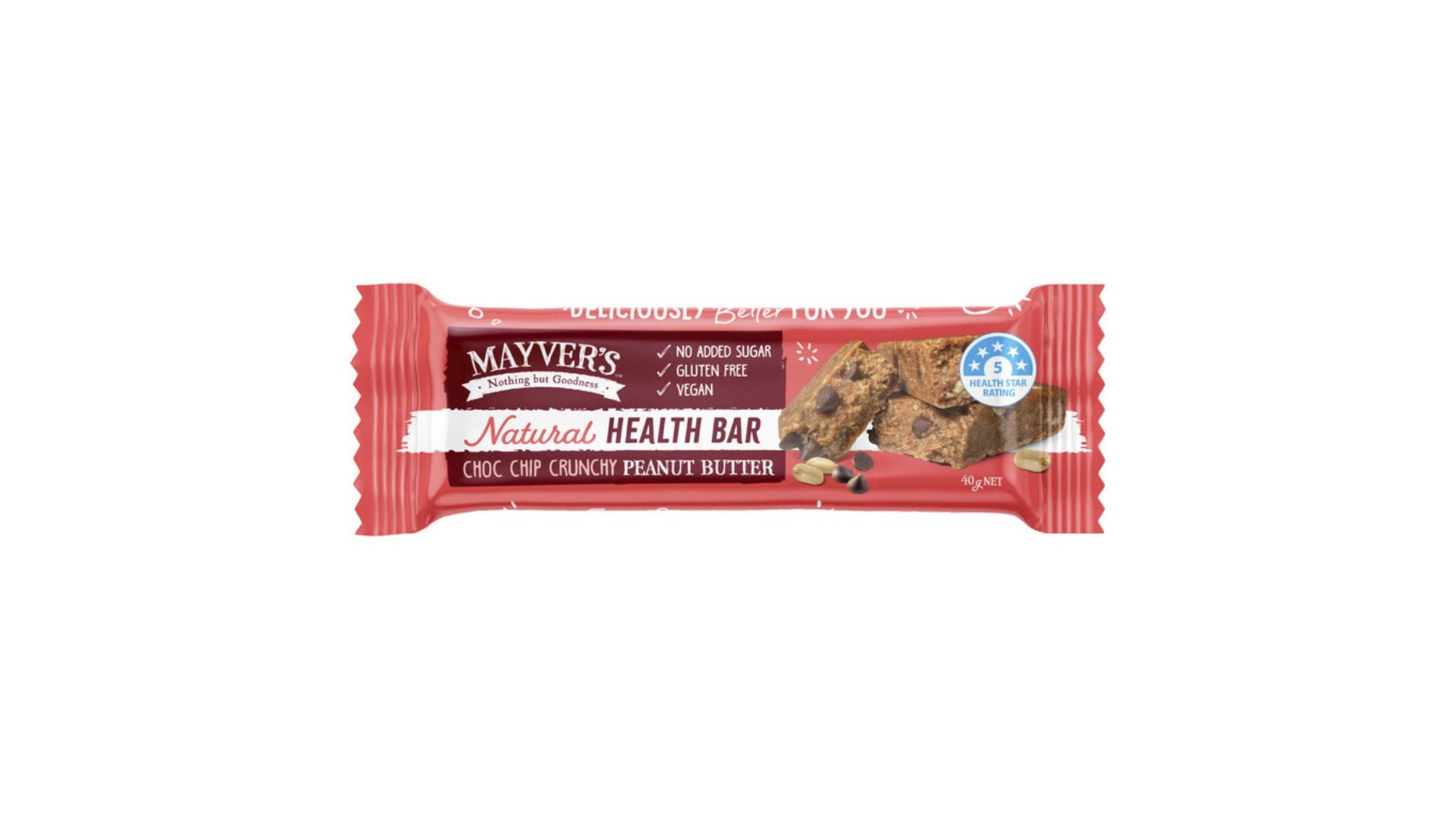 Mayver's Health Bar Choc Chip Crunchy Peanut Butter 40g
