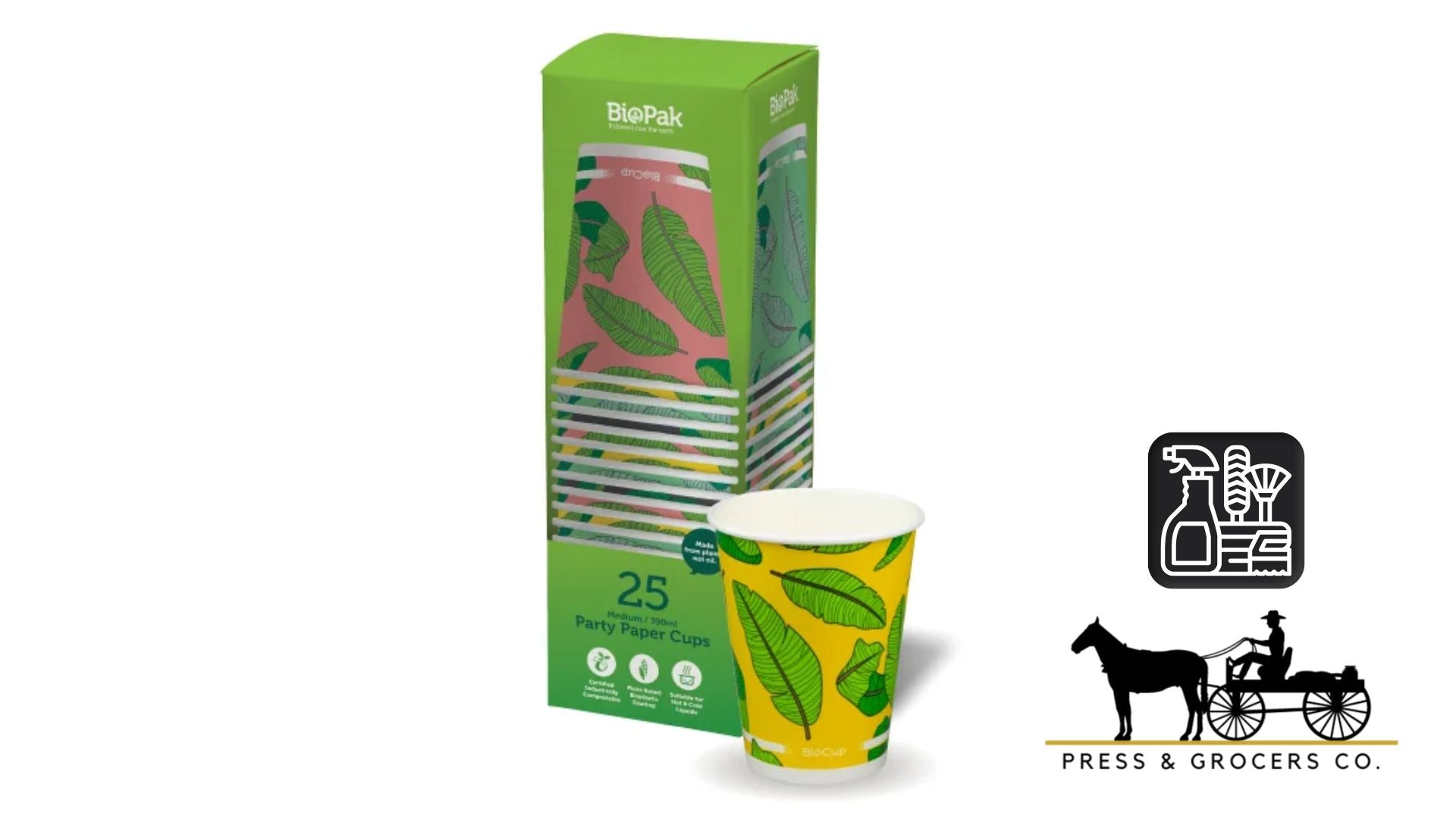 Biopak Art Series Party Paper Cups 25pk