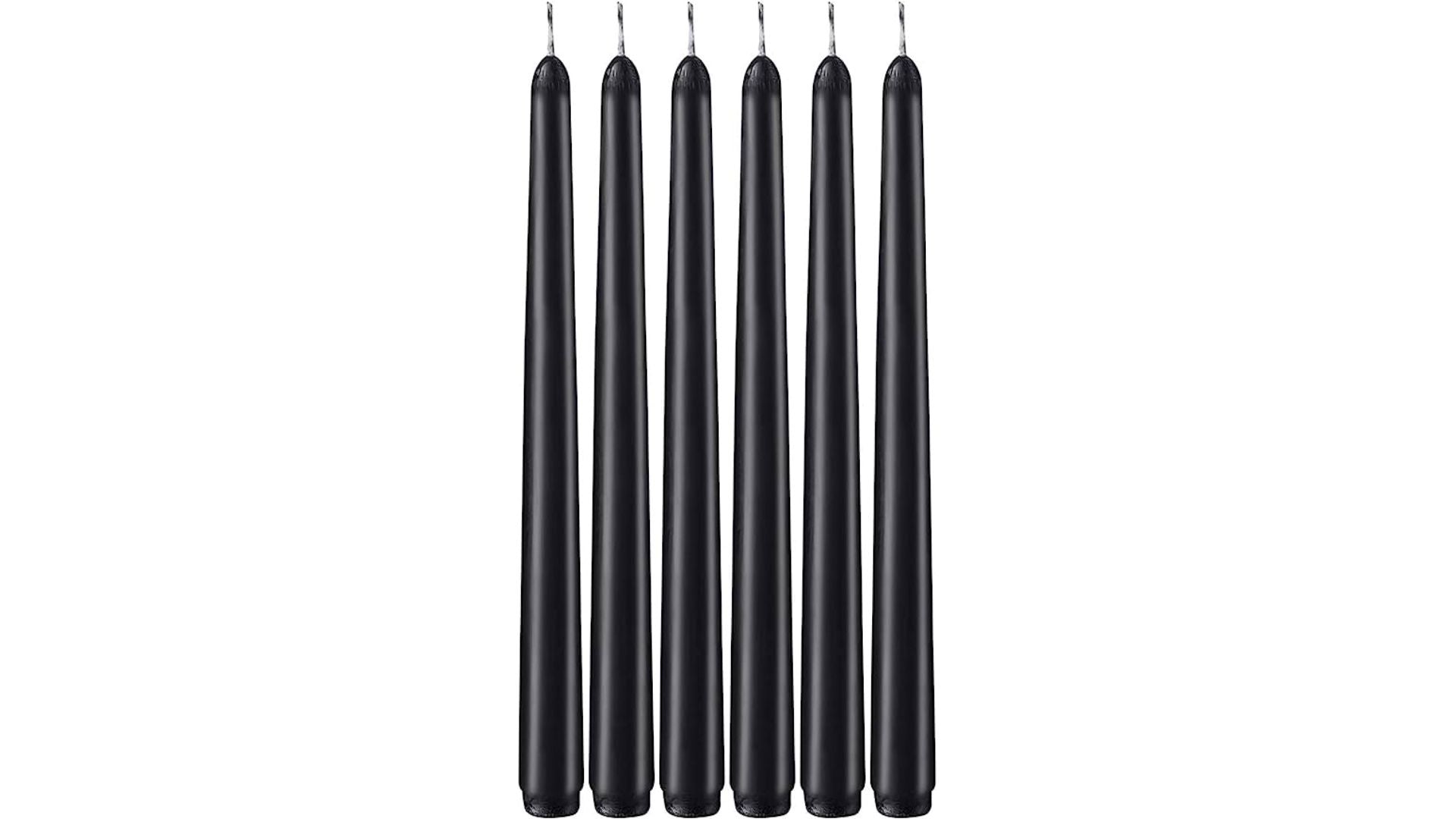 Keri Taper BLACK Dinner Candles 6pk