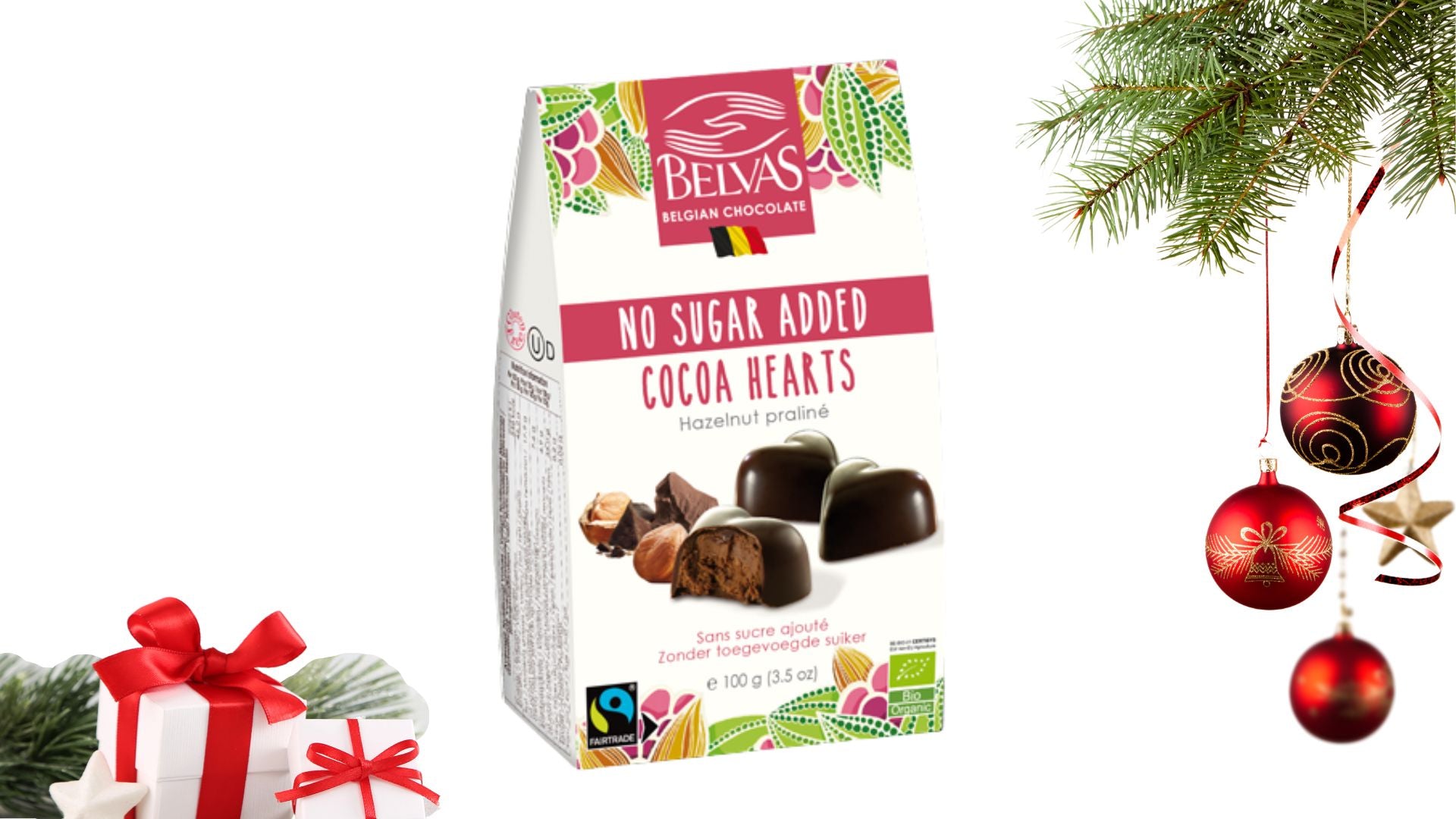 Belvas Cocoa Hearts Hazelnut Praline 100g