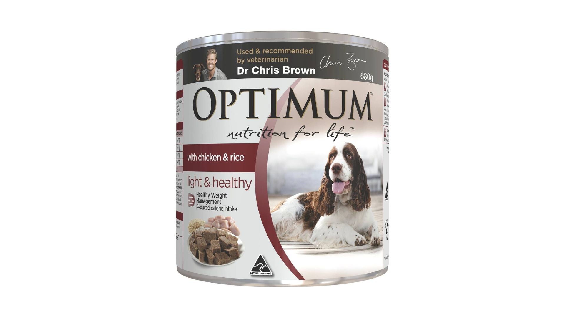 Optimum Light & Healthy With Chicken & Rice Wet Dog Food 680g