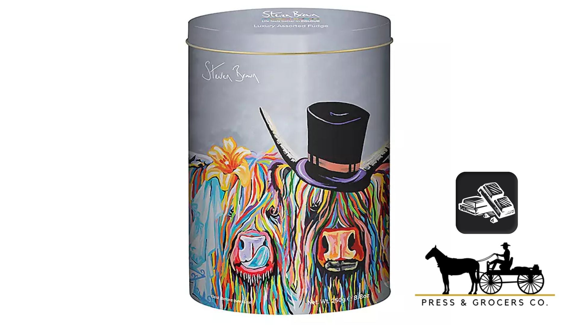 Steven Brown Oval Tin - McHappily Ever After Assorted Fudge 250g