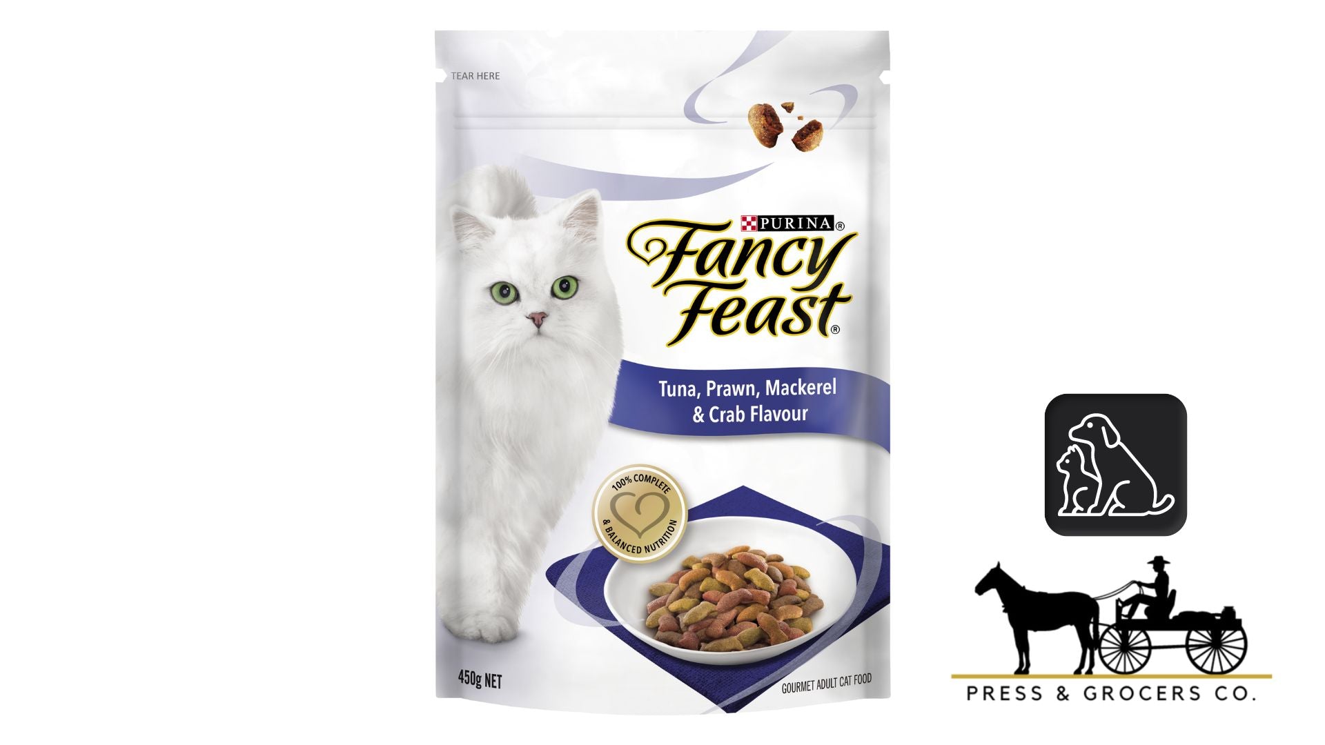 Fancy Feast Tuna, Prawn, Mackerel & Crab Cat Food Bag 450g