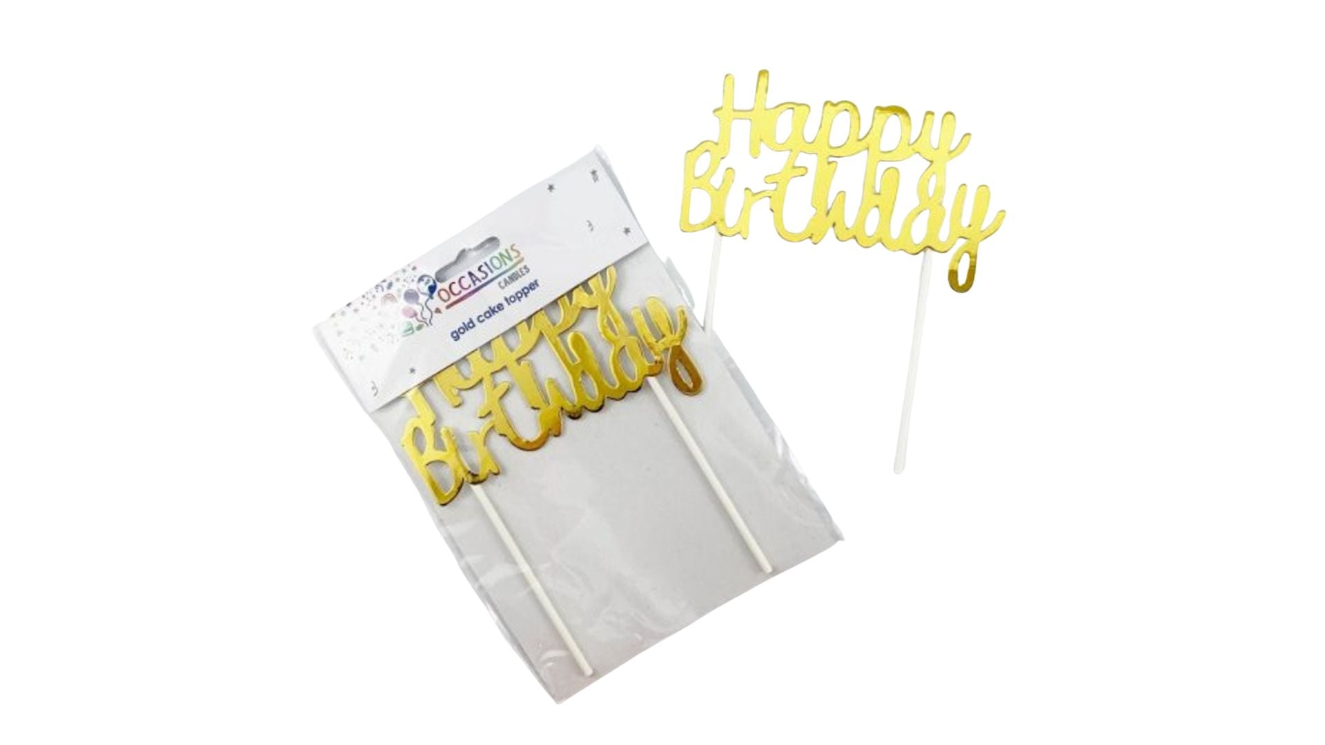 Occasions Gold Happy Birthday Cake Topper Each