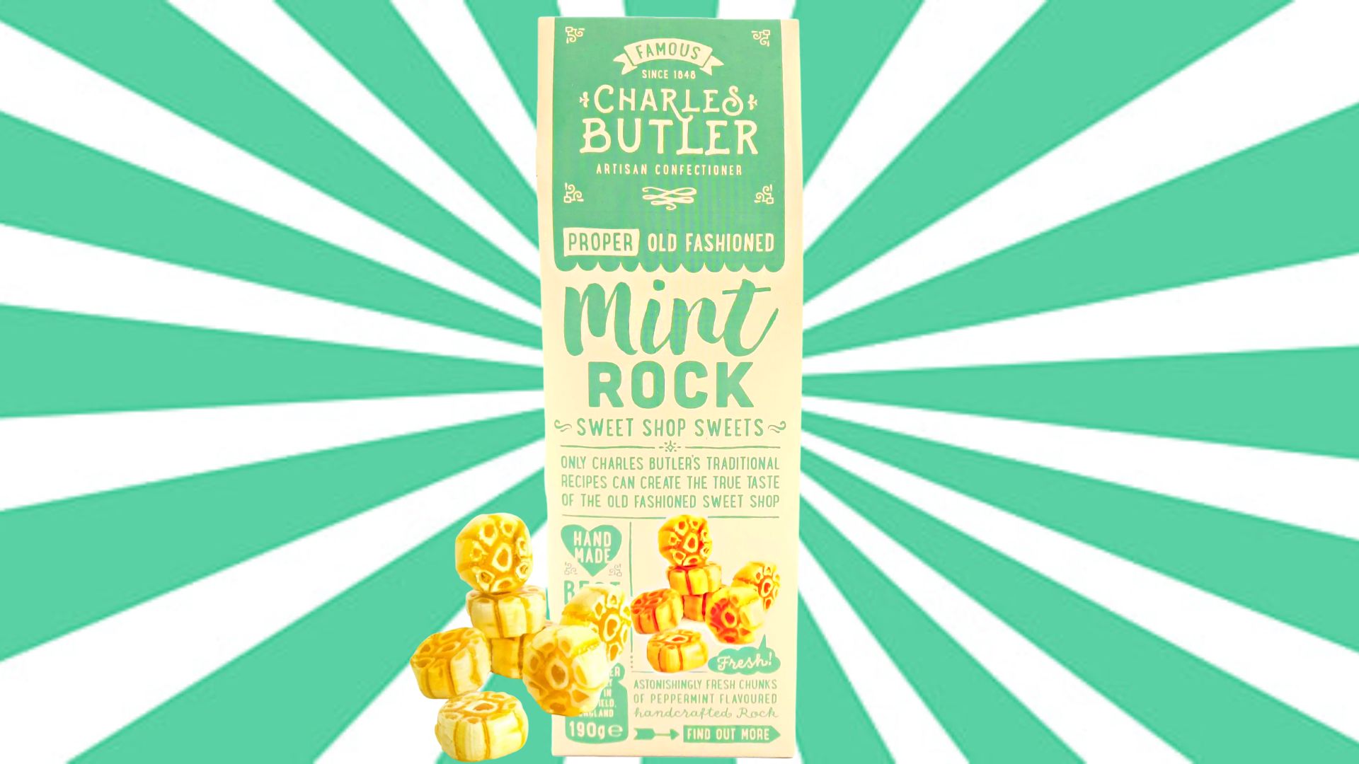 SALE - Charles Butler Old Fashioned Mint Rock 190g