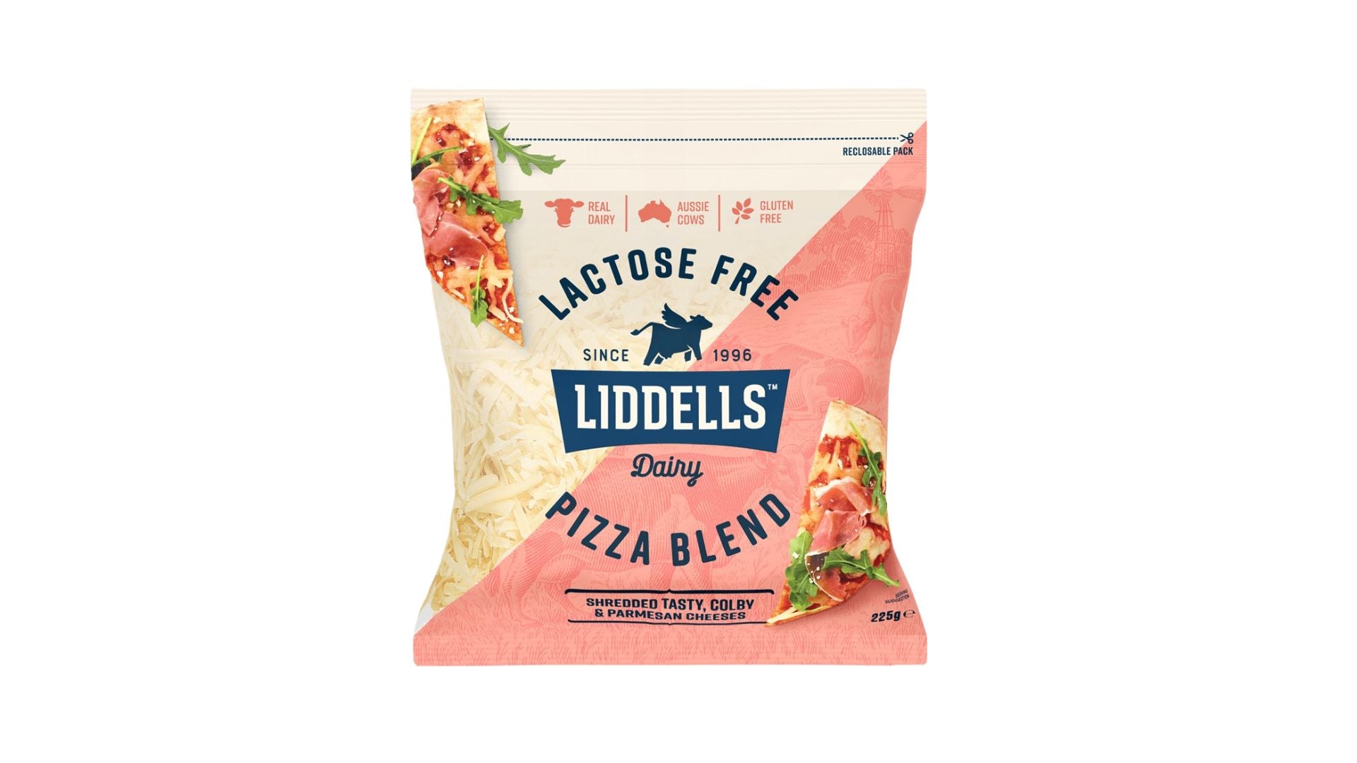 Liddells Shredded Pizza Blend Cheese Lactose Free 225g
