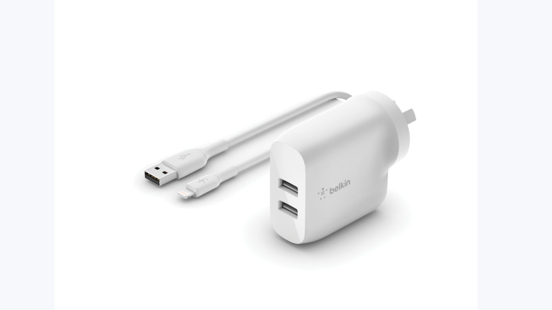 Belkin Dual USB-A Wall Adapter (24W) + Lightning to USB-A Cable
