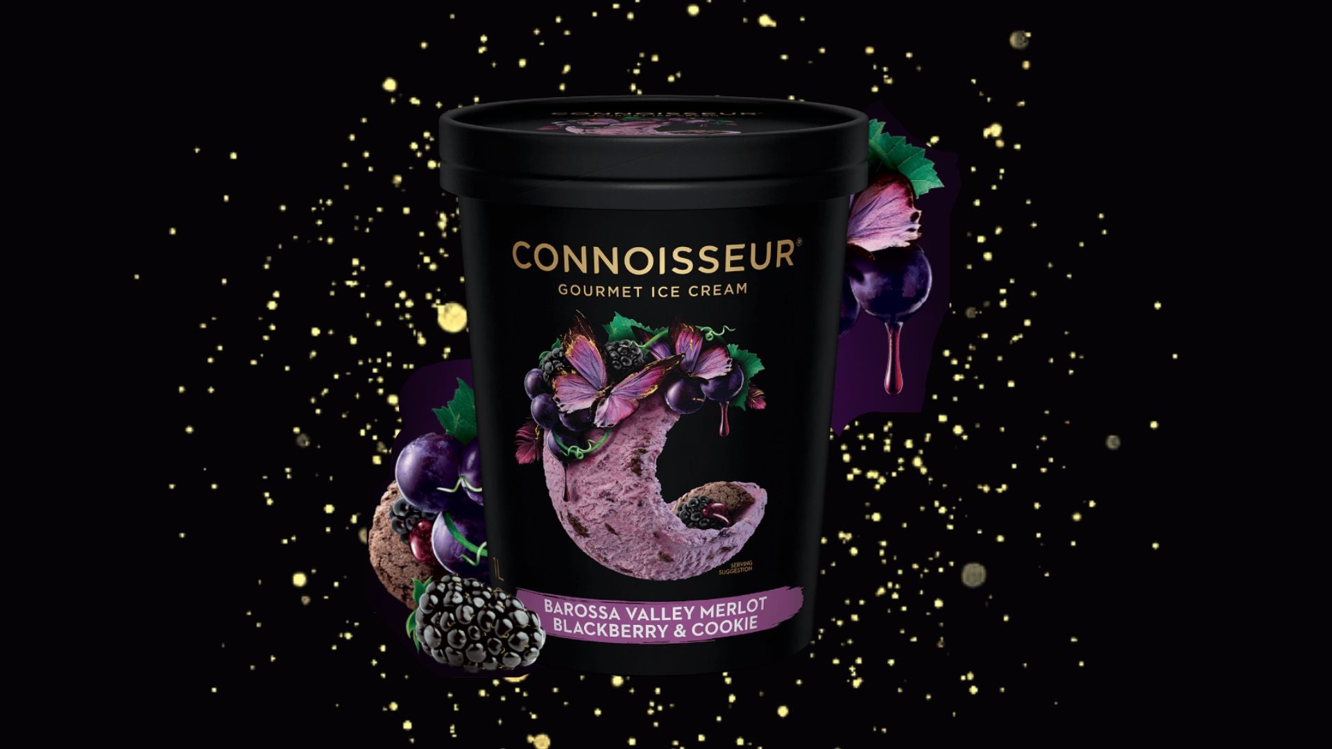 Connoisseur Barossa Valley Merlot, Blackberry & Cookie Ice Cream 1L