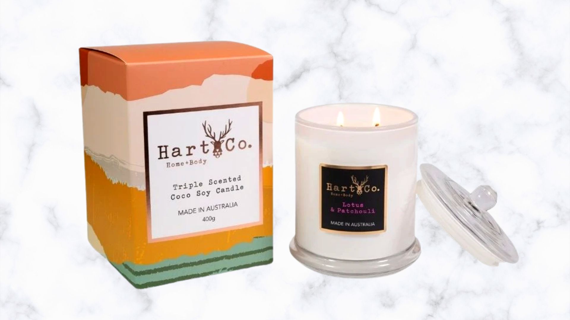 Hart Co Lotus & Patchouli Large Double Wick Candle 400g