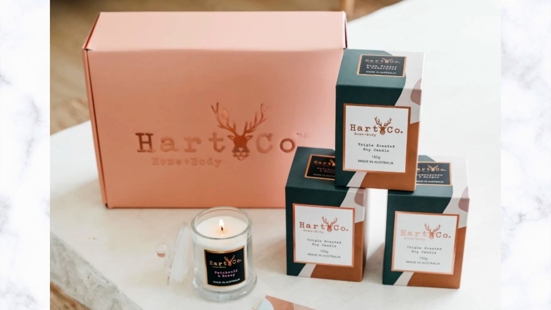 Hart Co GIFT BOX - 3 Candles & Personalised Card