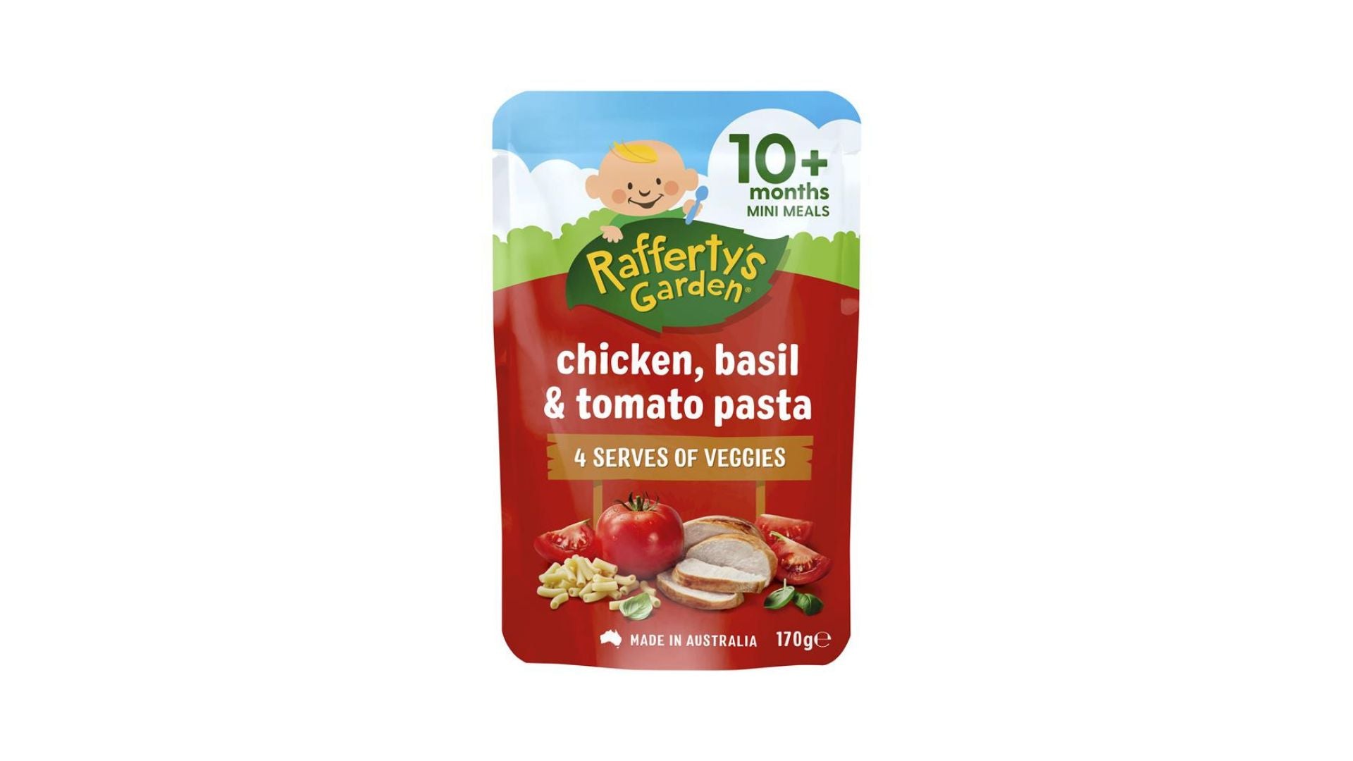 Rafferty's Garden Baby Food Pouch Chicken, Basil & Tomato Pasta 170g