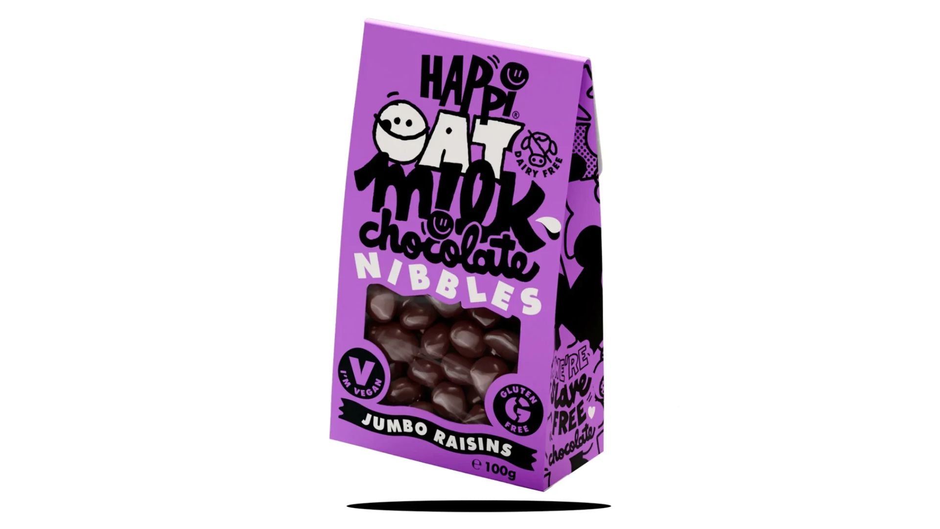 Happi Oat Milk Chocolate Nibbles Raisins 100g