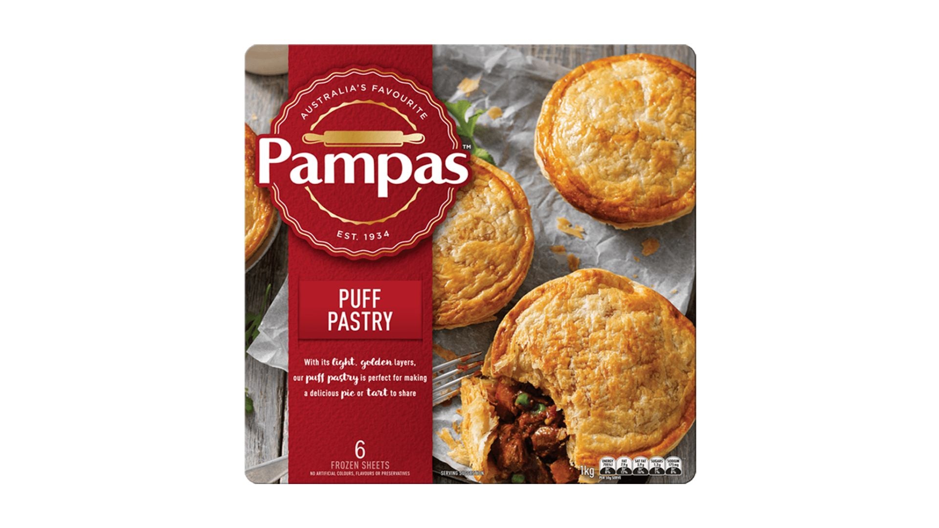 Pampas Puff Pastry 6 Sheets 1Kg