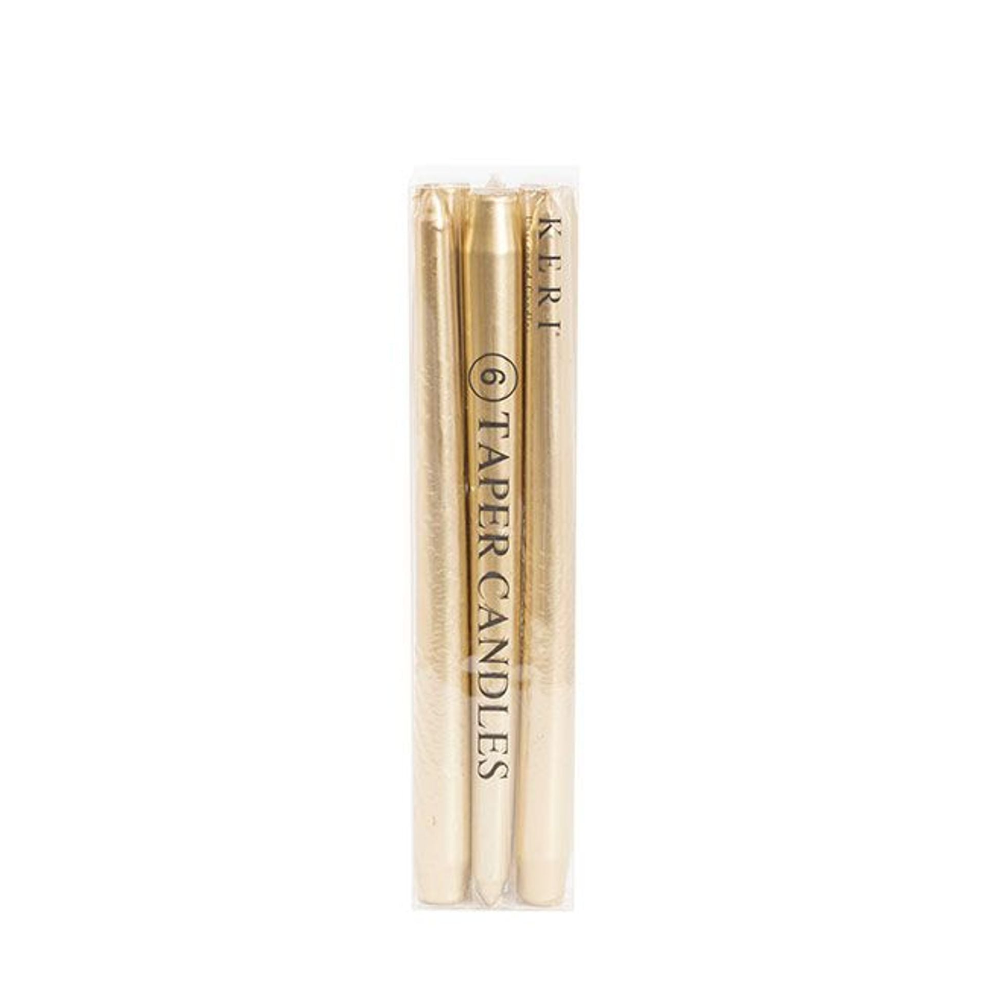Keri Taper GOLD Dinner Candles 6pk